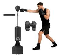 Sac de frappe boxe sur pieds HOMCOM punching ball brunier 3 en 1 avec ballon de vitesse bras flexible rotatif hauteur réglable