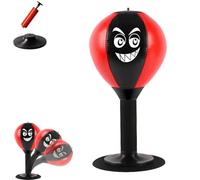 Sac de frappe de bureau - 2026 Super Forte Ventouse Sac de Boxe Balles de vitesse, Anti-stress avec ventouse pour table de bureau et comptoirs, cadeau amusant pour amis ou collègues (rouge)