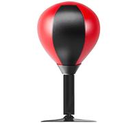 Sac de Frappe de Bureau pour Enfants et Adultes, Balle Boxe à Forte résilience avec Support en PU, Sac Frappe pour la Pratique l'entraînement, Le soulagement du Stress, Rouge +, décorat