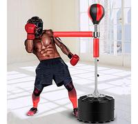 Sac de frappe debout, punching ball pour adulte avec barre réfléchissante à 360 °, cible de réaction de la balle de boxe, cible rotative verticale, entraînement domestique, sac de frappe réglable,