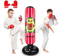 Sac De Frappe Enfant, 120cm Punching Ball Enfants, Sac De Boxe Gonflable Avec Gants De Boxe, Cadeau Pour Garçons Et Filles De 3 À 12 Ans Pour Karaté, Taekwondo, Mma