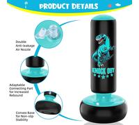 Sac De Frappe Enfant - 160 Cm Set De Sac De Boxe Autoportant Avec Gants De Boxe - Dinosaure Sauvage Sport Sac De Kickboxing Gonflable Pour L'entraînement Karaté Taekwondo Mma