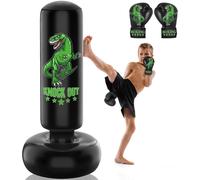 Sac De Frappe Enfant - 160 Cm Set De Sac De Boxe Autoportant Avec Gants De Boxe - Dinosaure Sauvage Sport Sac De Kickboxing Gonflable Pour L'entraînement Karaté Taekwondo Mma