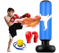 Sac de Frappe Enfant, 160cm Sac de Boxe avec Gants et Pompe, Gonflable Punching Ball Enfants pour Taekwondo Karaté, 3-12 Ans Cadeaux pour GarçOns et Filles Set de Boxe pour Bureau,Gym