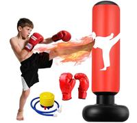 Sac de Frappe Enfant, 160cm Sac de Boxe avec Gants et Pompe, Gonflable Punching Ball Enfants pour Taekwondo Karaté, 3-12 Ans Cadeaux pour GarçOns et Filles Set de Boxe pour Bureau,Gym