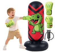 Sac de Frappe Enfant, Qoosea 130cm Punching Ball Enfants avec Gants de Boxe, Gonflable Sac de Boxe, Cadeau Parfait pour Garçons et Filles 3 à 8 Ans pour Karaté, Taekwondo