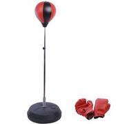 Sac de frappe punching ball avec gants et pompe hauteur reglable 125 à 145 cm Rouge G