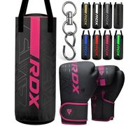 Sac de frappe RDX 60 cm pour enfants avec gants, sac d'entraînement junior robuste et indéchirable, couleur rose