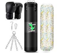 Sac de Frappe rempli pour Enfants de 3 à 12 Ans, Suspendu, avec Gants de Boxe, MMA, Kickboxing, karaté, Muay-thaï, Combats à la Maison, Salle de Gym, Taekwondo