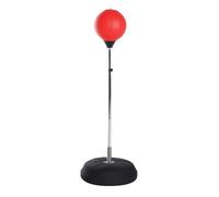 HomCom Sac de frappe sur pied réglable 126-144 cm, gants, pompe, base de lestage Rouge