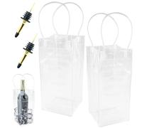 Sac de Glace Vin, 2 Pièces Sac à Glaçons, Anti-Fuite Rafraîchisseurs Pour Bouteille de vin en PVC, Transparent Ice Bag Bouteille de Vin, pour Bière Champagne Froide Vin Blanc Boissons Réfrigérées