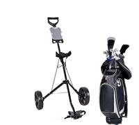 Sac de golf, chariot de poussée, sac de chariot de golf pliable en fer avec 2 roues, accessoires de sport de plein air légers portables, présentoirs légers, pour asphalte