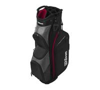 Wilson Feather Sac de Golf pour Chariot, avec Haut à 14 Compartiments et Neuf Poches, Noir/Gris/Rouge