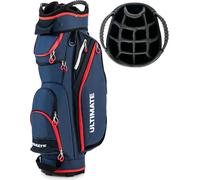 Sac de golf COSTWAY Equipement de golf, sac à clubs de golf avec 14 séparations sur toute la longueur, 8 poches, housse de pluie & poche isotherme pour boissons, léger, marine