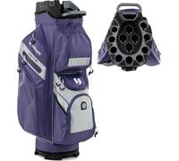 Sac de golf COSTWAY, sac de golf chariot léger avec housse de pluie, 11 poches, 14 séparations & sangle de transport, sac de golf portable, sac pour voiturette de golf, violet