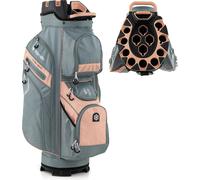 Sac de golf COSTWAY, sac de golf chariot léger avec housse de pluie, 11 poches, 14 séparations & sangle de transport, sac de golf portable, sac pour voiturette de golf, gris