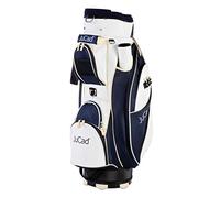 Sac de Golf JuCad Sac Chariot Style Blanc/bleu/beige pour Adultes Golfers 9 inches 14 divisions Poche isotherme Poche de remorquage Housse de pluie integree