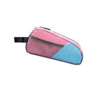 Sac de guidon de vélo imperméable avec structure épaisse et fermetures éclair revêtues pour un rangement sécurisé du cadre avant des outils et fournitures en couleur noire (rose-bleu)