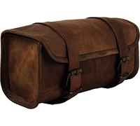 Sac de Guidon en Cuir Bleu américain Sac de Selle Marron Sac de Moto Sac à Outils de vélo Pochette d'accessoires de Voyage en Cuir (Marron)