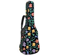 Sac de guitare acoustique avec 2 poches, bandoulière réglable et crochet arrière, convient pour guitares électriques, basses et guitares classiques, Mini fleurs colorées et mignonnes, 42.9x16.9x4.7