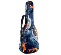 Sac de guitare acoustique avec bandoulière réglable et crochet arrière, convient pour guitares électriques, basses, guitares classiques, ukulélé, motif eau de feu de hockey 104 cm, Motif eau de feu de