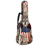 Sac de guitare acoustique, beau étui pour guitares de 101,6 cm, 101,6 cm, sac de transport étanche avec plusieurs poches, drapeau américain, animaux, multicolore, 42.9x16.9x4.7 in, Sac pour guitare
