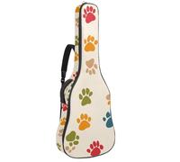 Sac de guitare acoustique mignon avec bandoulière réglable et crochet arrière, convient pour guitares électriques, basses, guitares classiques, ukulélé, 104,7 cm, Adorable mini empreinte de patte de