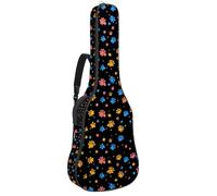 Sac de guitare acoustique mignon avec bandoulière réglable et crochet arrière, convient pour guitares électriques, basses, guitares classiques, ukulélé, 106,7 cm, Adorable mini patte de chien colorée,