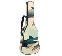 Sac de guitare acoustique peint à la main avec 2 poches, bandoulière réglable et crochet arrière, convient pour guitares électriques, basses et guitares classiques, Baleine peinte à la main,