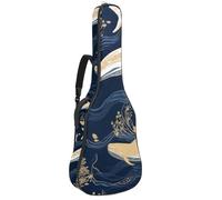 Sac de guitare acoustique peint à la main en jonc de mer blanc avec bandoulière réglable et crochet arrière, convient pour guitares électriques, basses, guitares classiques, ukulélé, 106,7 cm, Baleine