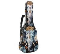 Sac de guitare acoustique pleine grandeur, rembourrage de 1 cm d'épaisseur, étui de guitare étanche 101,6 cm, 101,4 cm, 106,7 cm, aquarelle, éléphant indien, feuilles d'ananas, Multicolore 06,