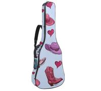 Sac de guitare acoustique pleine grandeur, rembourrage de 1 cm d'épaisseur, étui de guitare étanche 40 41 42 pouces, chapeau de cowboy sans couture et motif fer à cheval Wild West, Multicolore 07