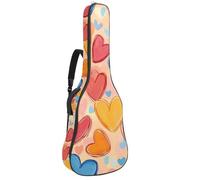 Sac de guitare acoustique pleine grandeur, rembourrage de 1 cm d'épaisseur, étui de guitare étanche 40 41 42 pouces, Saint Valentin, cœurs crème, fond rouge, Multicolore 05, 42.9x16.9x4.7 in, Sac à