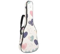 Sac de guitare acoustique pleine grandeur, rembourrage de 1 cm d'épaisseur, étui de guitare étanche 40 41 42 pouces, Saint Valentin, cœurs crème, fond rouge, Multicolore 07, 42.9x16.9x4.7 in, Sac à