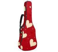 Sac de guitare acoustique pleine grandeur, rembourrage de 1 cm d'épaisseur, étui de guitare étanche 40 41 42 pouces, Saint Valentin, cœurs crème, fond rouge, Multicolore 01., 42.9x16.9x4.7 in, Sac à
