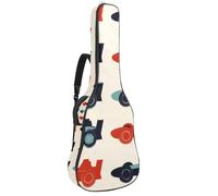 Sac de guitare acoustique pleine grandeur, rembourrage de 1 cm d'épaisseur, étui de guitare étanche 40 41 42 pouces, Saint Valentin, cœurs crème, fond rouge, Multicolore 08, 42.9x16.9x4.7 in, Sac à