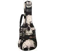 Sac de guitare acoustique pleine grandeur, rembourrage de 1 cm d'épaisseur, étui étanche 40 41 42 pouces, motif tête de mort dans les écouteurs sans couture, Multicolore 02, 42.9x16.9x4.7 in, Sac à
