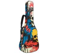 Sac de guitare acoustique pleine grandeur, rembourrage de 1 cm d'épaisseur, étui étanche 40 41 42 pouces, motif tête de mort dans les écouteurs sans couture, Multicolore 05, 42.9x16.9x4.7 in, Sac à