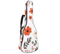 Sac de guitare acoustique pleine grandeur, rembourrage de 1 cm d'épaisseur, étui étanche pour guitare 101,6 cm, 41 cm, 42 pouces, chiot mignon avec fleurs sur fond rose, Multicolore 09, 42.9x16.9x4.7