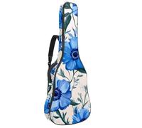 Sac de guitare acoustique pleine grandeur, rembourrage de 1 cm d'épaisseur, étui étanche pour guitare 101,6 cm, 41 cm, 42 pouces, chiot mignon avec fleurs sur fond rose, Multicolore 05, 42.9x16.9x4.7