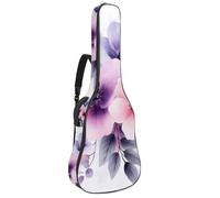 Sac de guitare acoustique pleine grandeur, rembourrage de 1 cm d'épaisseur, étui étanche pour guitare acoustique 101,6 cm, 101,6 cm, motif aquarelle rose et violet fleurs feuilles, Multicolore 01.,