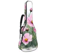 Sac de guitare acoustique pleine grandeur, rembourrage de 1 cm d'épaisseur, étui étanche pour guitare acoustique 101,6 cm, 101,6 cm, motif aquarelle rose et violet fleurs feuilles, Multicolore 06,