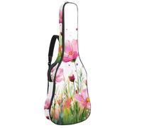 Sac de guitare acoustique pleine grandeur, rembourrage de 1 cm d'épaisseur, étui étanche pour guitare acoustique 101,6 cm, 101,6 cm, motif aquarelle rose et violet fleurs feuilles, Multicolore 09,
