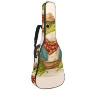 Sac de guitare acoustique pleine taille, rembourrage de 1 cm d'épaisseur, étui étanche 101,6 cm, 101,6 cm, grenouille mignonne et amusante avec chapeau de cowboy, Multicolore 01., 42.9x16.9x4.7 in