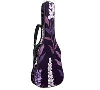 Sac de guitare acoustique pleine taille, rembourrage de 1 cm d'épaisseur, étui étanche 101,6 cm, 41 cm, 42 pouces, fleur de lavande violette et branches d'eucalyptus, Multicolore 04, 42.9x16.9x4.7 in,