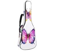 Sac de guitare acoustique pleine taille, rembourrage de 1 cm d'épaisseur, étui étanche 101,6 cm, 41 cm, 42 pouces, fleur de lavande violette et branches d'eucalyptus, Multicolore 08, 42.9x16.9x4.7 in,