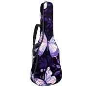 Sac de guitare acoustique pleine taille, rembourrage de 1 cm d'épaisseur, étui étanche 101,6 cm, 41 cm, 42 pouces, fleur de lavande violette et branches d'eucalyptus, Multicolore 07, 42.9x16.9x4.7 in,