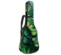 Sac de guitare acoustique pleine taille, rembourrage de 1 cm d'épaisseur, étui étanche pour guitare acoustique 101,6 cm, 41 cm, 42 pouces, motif feuilles tropicales vertes, Multicolore 01.,