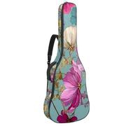 Sac de guitare acoustique vintage avec grandes feuilles vertes - Rembourré - Étanche - Pour guitares de 101,6 cm, 104,3 cm, 106,7 cm, Multicolore 02, 42.9x16.9x4.7 in, Sac à dos décontracté