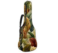 Sac de guitare acoustique vintage avec grandes feuilles vertes - Rembourré - Étanche - Pour guitares de 101,6 cm, 104,3 cm, 106,7 cm, Multicolore 06, 42.9x16.9x4.7 in, Sac à dos décontracté